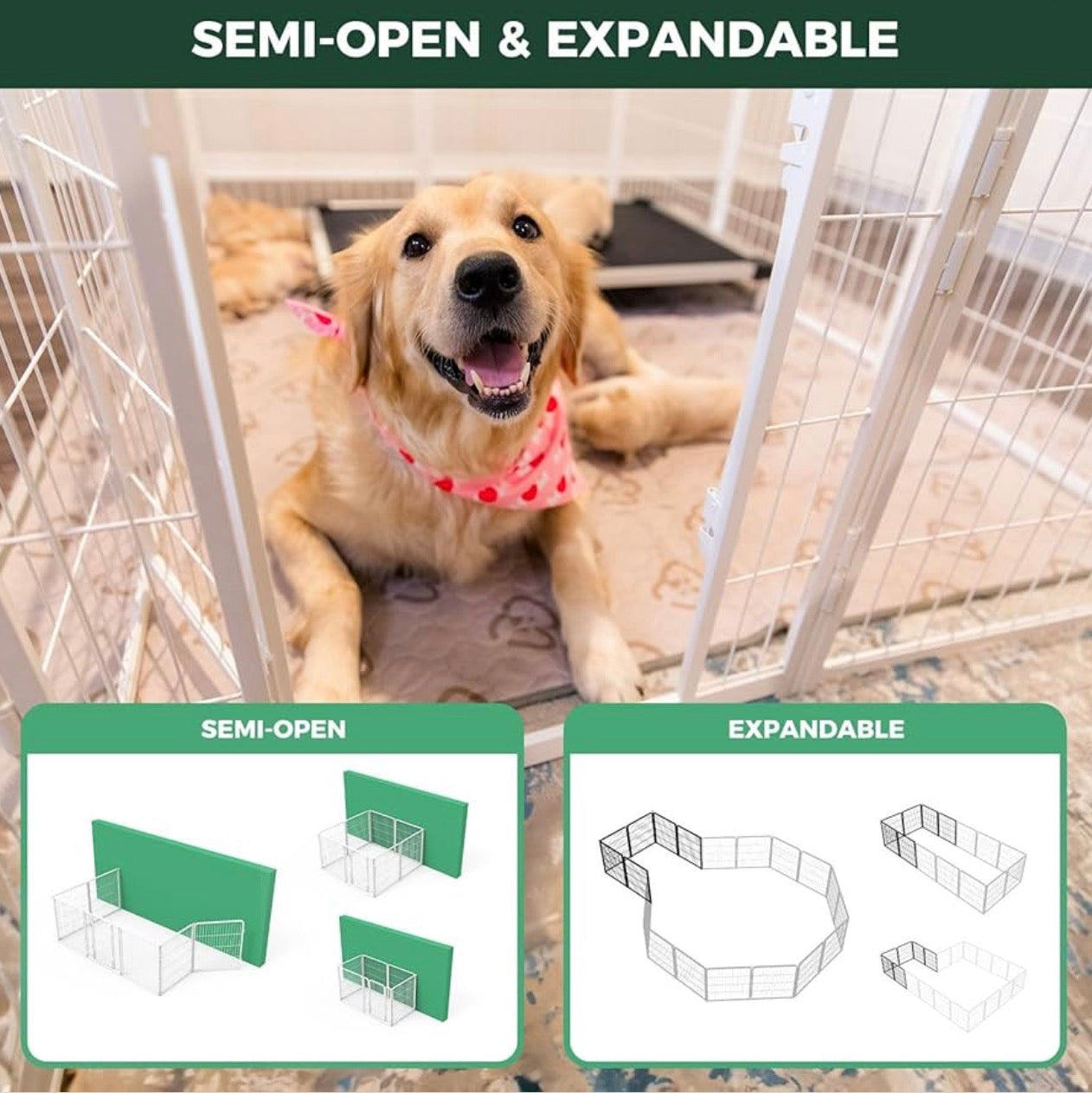 FXW Homeplus Unleashed Indoor Dog Playpen - Stress-Free and Safe Play, Heavy Duty 24 Inch 8 Panels Dog Pen for Puppy and Small Dogs, White