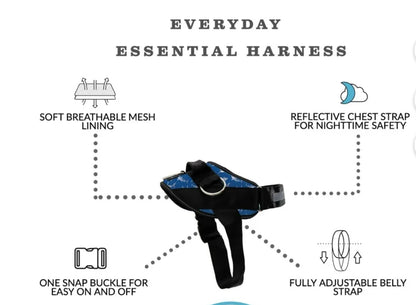 Shawn Co Essential Dog Harness, (size Small) No-Pull Pet Vest with 3 Leash Clips, No Choke, Reflective, Adjustable and Padded, for Easy Walking and Training for Small Dogs (Oceanic Blue with sharks)