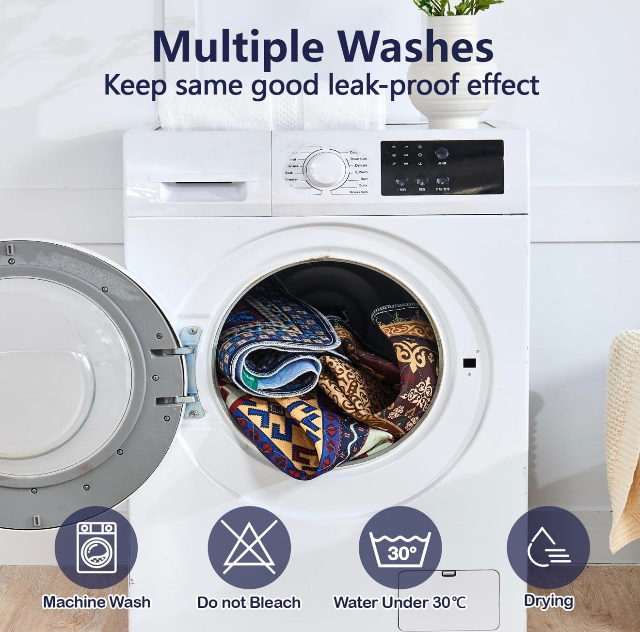 Qeils Washable Pee Pads, Reusable Puppy Pads Super Absorbent Leakproof Training Pads, Non-Slip Wee Wee Pads for Crate, Floor, Potty Pads Feeding Mat 2 Pack 36"x41"