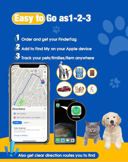 Pawgaze Cat Dog Items Tracker Compatible with Apple iOS FindMy App, Anti-Lost Tracking Device FinderTag for Dogs, Cats, Pets, Luggage, Items, with Silicone Cover for Pets' Collars/Bag Straps (Black)