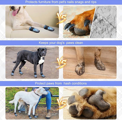 BEAUTYZOO Dog Boots Waterproof Dog Shoes (size 7) for Medium Dogs, Anti-Slip Outdoor Dog Booties Paw Protector for for Hot Pavement Winter Snow Hiking with Reflective Straps 4PCS