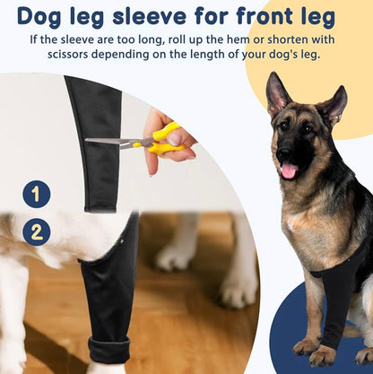 BARKLESS Dog Recovery Suit for Front Leg After Surgery, Breathable for Male/Female to Stop Licking, Single Sleeve for Left/Right Joint Wound Cover, Cone Alternatives (Black, M) (Leg Height 9.5-11.5")