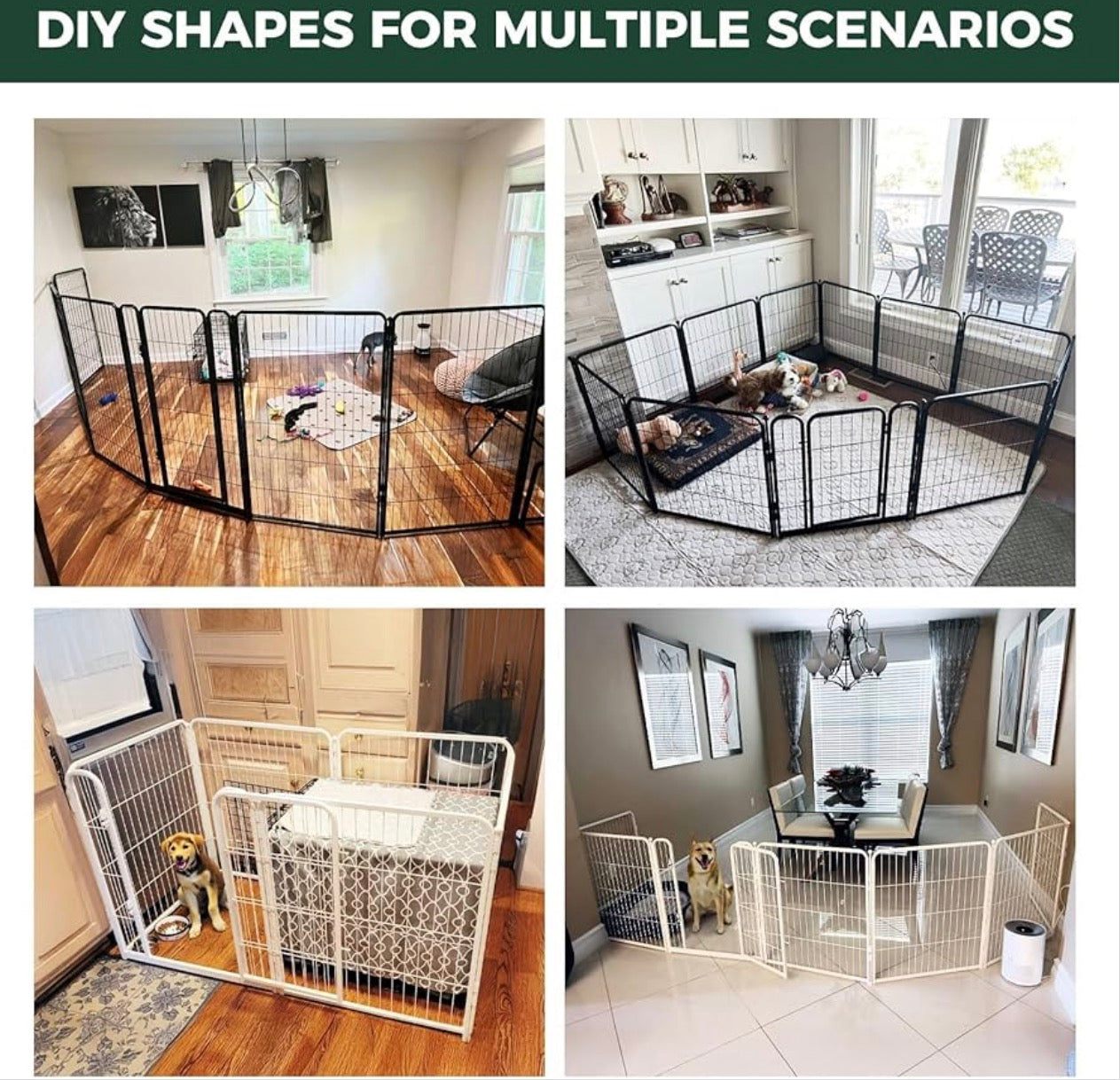 FXW Homeplus Unleashed Indoor Dog Playpen - Stress-Free and Safe Play, Heavy Duty 24 Inch 8 Panels Dog Pen for Puppy and Small Dogs, White