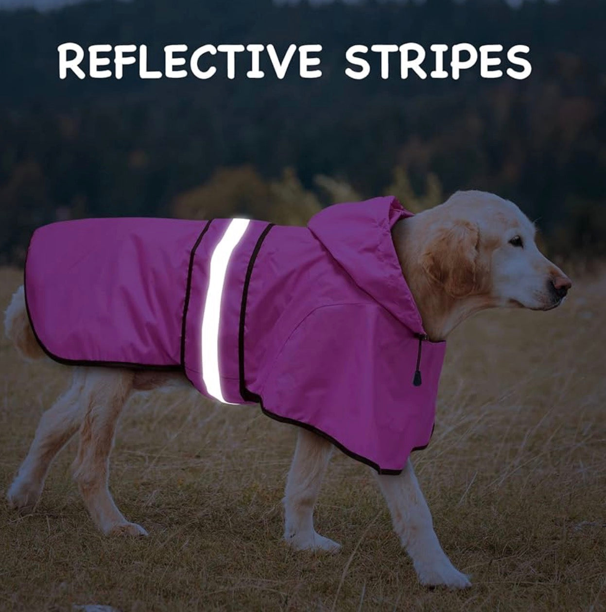 Waterproof Dog Raincoat - Reflective Dog Rain Jacket with Hood Lightweight Pet Rain Coat for Dogs(Large, Pink)