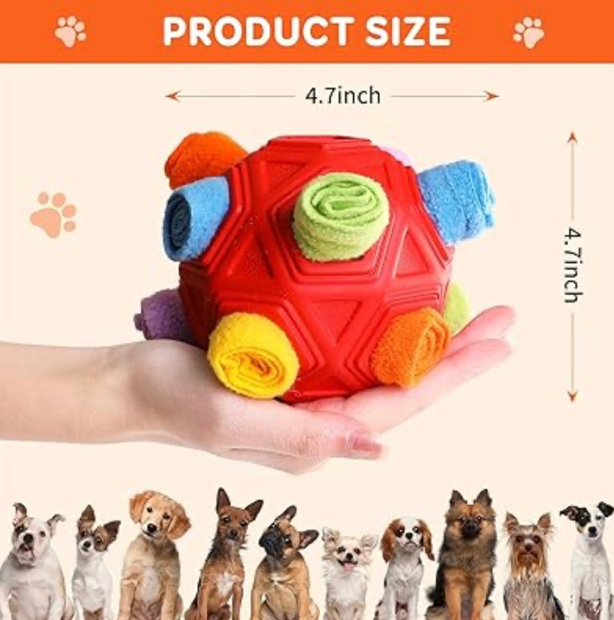 Dog Snuffle Ball Toy, Interactive Dog Puzzle Ball, Encourage Natural Foraging Skills Slow Feeder Training Dog Sniff Toy (Red)