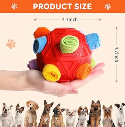 Dog Snuffle Ball Toy, Interactive Dog Puzzle Ball, Encourage Natural Foraging Skills Slow Feeder Training Dog Sniff Toy (Red)