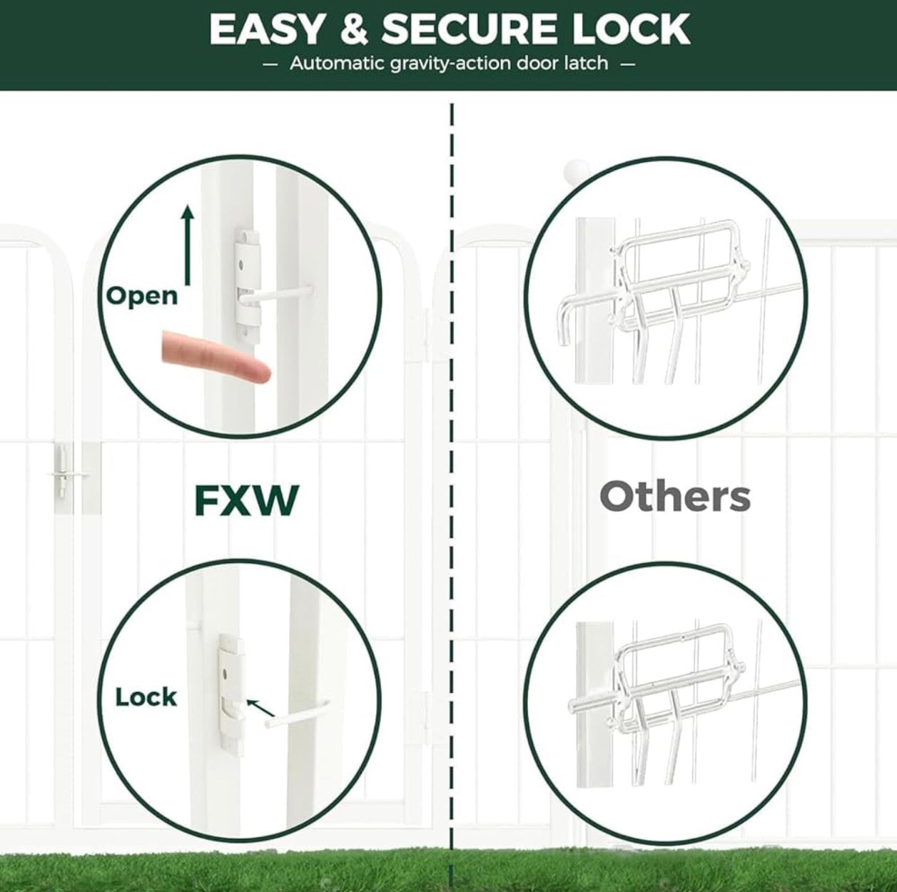 FXW Rollick Unleashed Dog Playpen for Indoor, Yard, RV Camping, 45 inch 8 Panels for Large Dogs, White