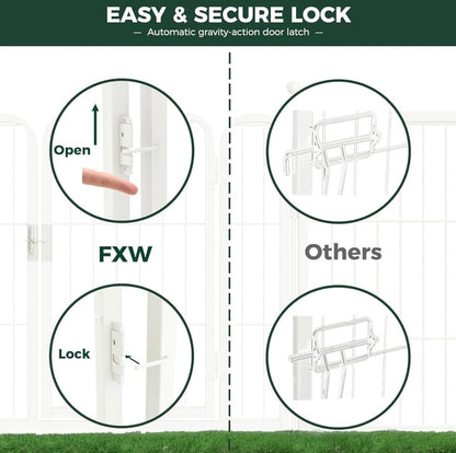 FXW Rollick Unleashed Dog Playpen for Indoor, Yard, RV Camping, 45 inch 8 Panels for Large Dogs, White