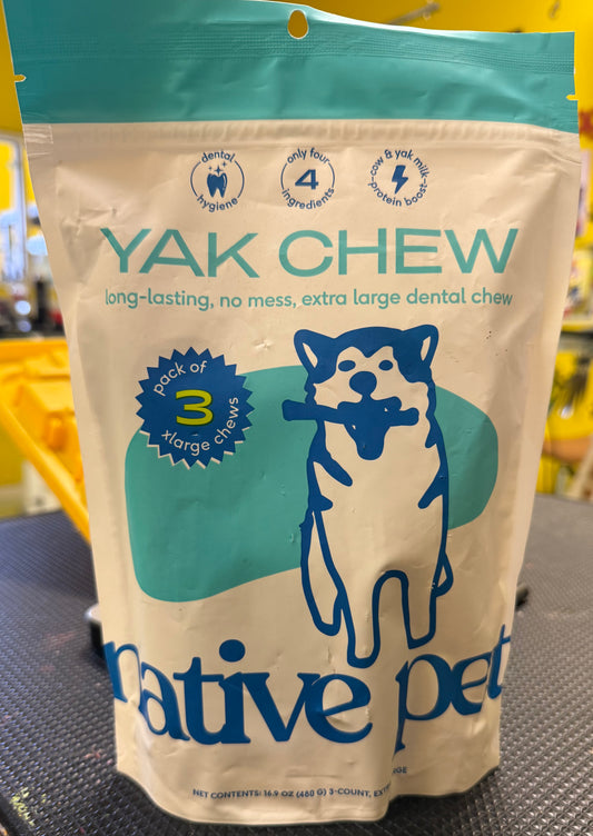 Native Pet Yak Cheese Himalayan Dog Chews XLarge - Long Lasting Dental Sticks for Extra Large Breeds – 100% All Natural Himalayan Yak Chews – Cheese Bone for Aggressive Chewers - 3 Per Pack