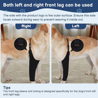 BARKLESS Dog Recovery Suit for Front Leg After Surgery, Breathable for Male/Female to Stop Licking, Single Sleeve for Left/Right Joint Wound Cover, Cone Alternatives (Black, M) (Leg Height 9.5-11.5")