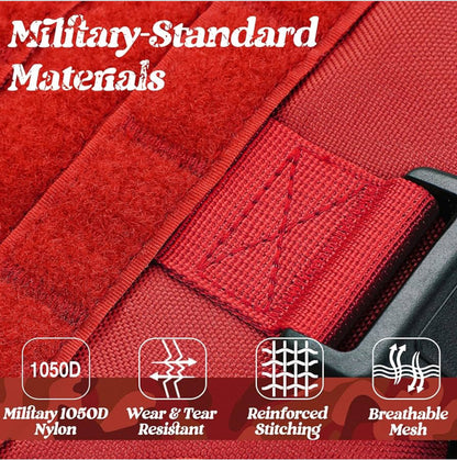 rabbitgoo Tactical Dog Harness for Large Dogs, Heavy Duty Dog Harness with Handle, No-Pull Service Dog Vest Large Breed, Adjustable Military Dog Vest Harness for Training Hunting Walking, Red, XL