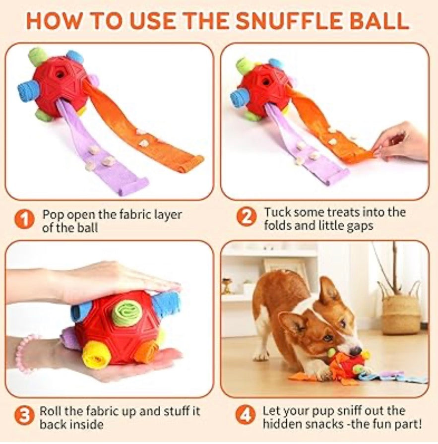 Dog Snuffle Ball Toy, Interactive Dog Puzzle Ball, Encourage Natural Foraging Skills Slow Feeder Training Dog Sniff Toy (Red)