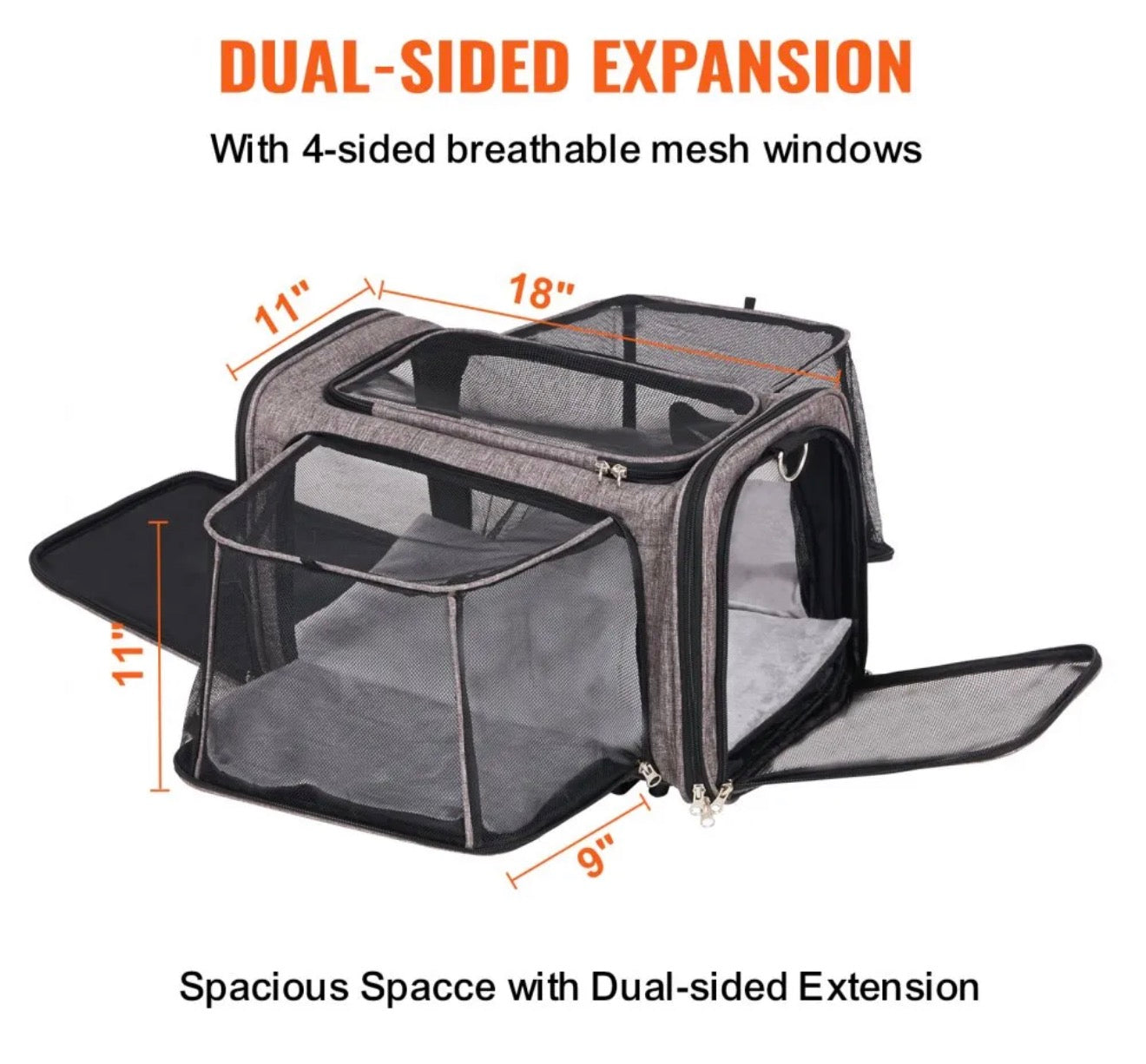 VEVOR Dog Carrier with Wheels, Airline Approved Rolling Pet Carrier with Telescopic Handle and Shoulder Strap, Cat Carrier with Wheels for Pets under 25 lbs, with 1 Folding Bowl, Grey