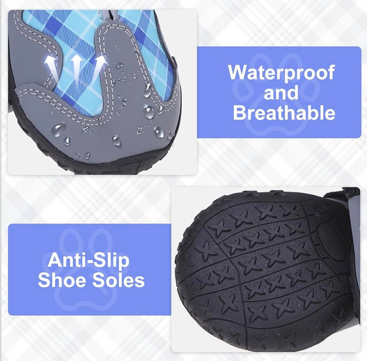 BEAUTYZOO Dog Boots Waterproof Dog Shoes (size 7) for Medium Dogs, Anti-Slip Outdoor Dog Booties Paw Protector for for Hot Pavement Winter Snow Hiking with Reflective Straps 4PCS