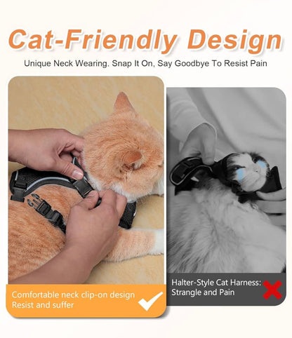 Halypet Cat Harness Small (7-12lb)[ MAX Safety Third Generation ] Escape Proof Soft Adjustable Breathable Comfortable Vest Easy to Wear Kitten Harness for Outdoor Walking Black Small