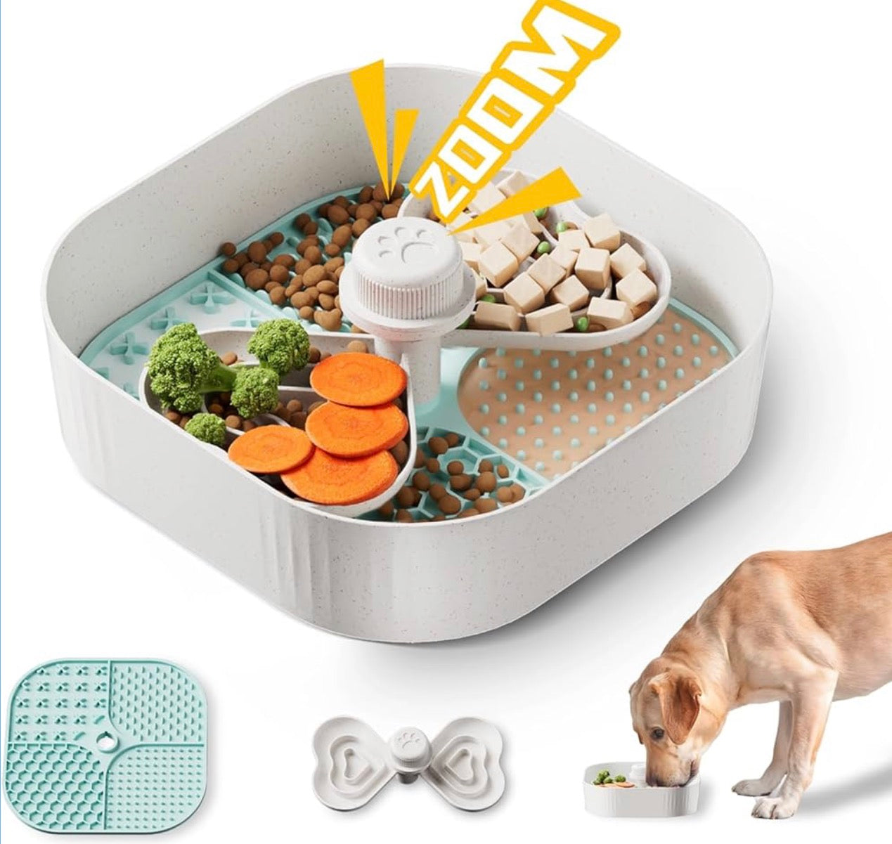KILIN Slow Feeder Dog Bowls with Lick Mat, Plant-Based Slow Eating Dog Bowl for Dry, Wet, Raw Food, Interactive Food Puzzle for Small, Medium, Large Breed