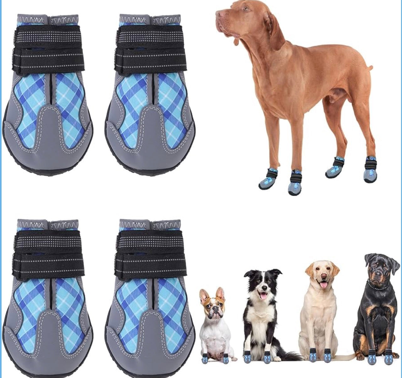 BEAUTYZOO Dog Boots Waterproof Dog Shoes (size 7) for Medium Dogs, Anti-Slip Outdoor Dog Booties Paw Protector for for Hot Pavement Winter Snow Hiking with Reflective Straps 4PCS