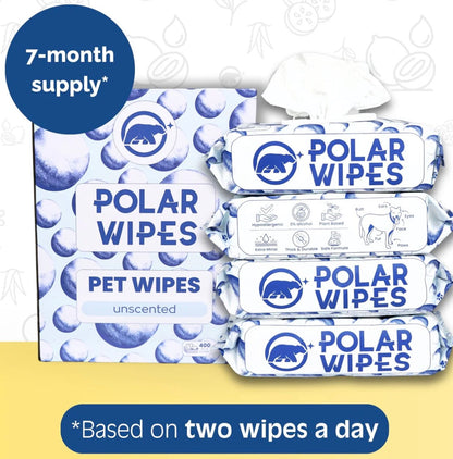 Polar Wipes Pet Wipes - Unscented - 400 unit pack