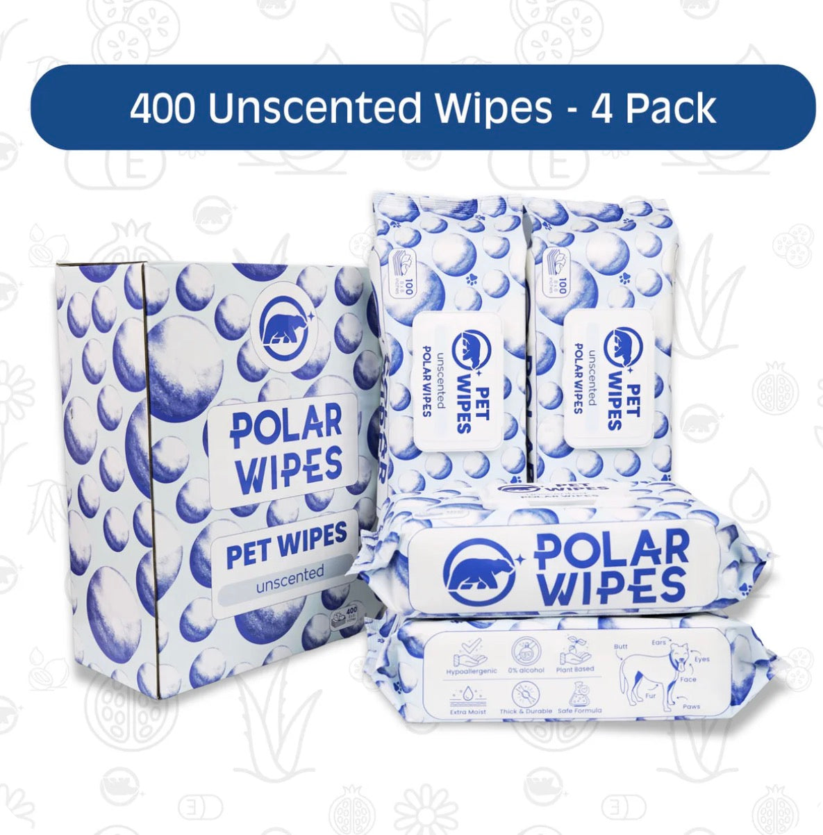 Polar Wipes Pet Wipes - Unscented - 400 unit pack