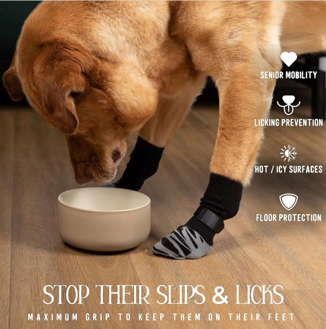 DOK TigerToes Premium Non-Slip Dog Socks for Hardwood Floors - Extra-Thick Grip That Works Even When Twisted - Prevents Licking, Slipping, and Great for Dog Paw Protection (X-Large)