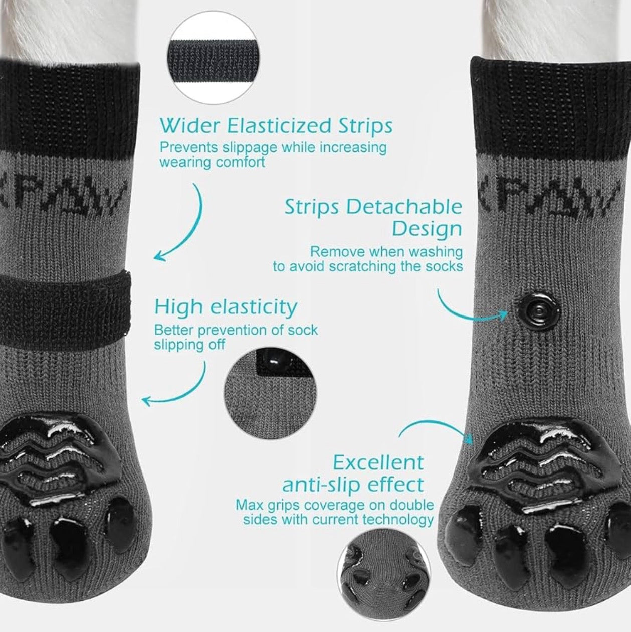 EXPAWLORER Anti-Slip Dog Socks, Boots&Paw Protectors to Prevent Licking,for Hot/Cold Pavement, Double Sides Non-Skid Traction Control on Hardwood Floor for Senior Dogs