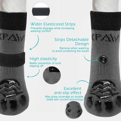 EXPAWLORER Anti-Slip Dog Socks, Boots&Paw Protectors to Prevent Licking,for Hot/Cold Pavement, Double Sides Non-Skid Traction Control on Hardwood Floor for Senior Dogs