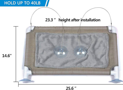 Pefuny Cat Window Hammock – Mess-Free Waterproof Cats Window Perch for Large Cats, Strong Suction Cup Hammock with Flannel Cover, Indoor Cat Seat, Beige