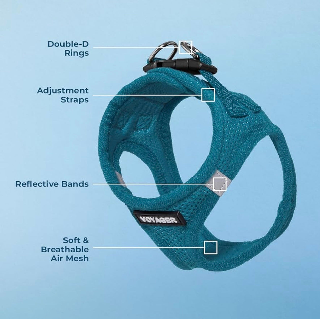 Voyager Step-in Air Harness - All Weather Mesh, Reflective, No Pull Harness for Dogs, Cats - Secure with Hook & Loop Fastener, Buckle, Double D-Rings