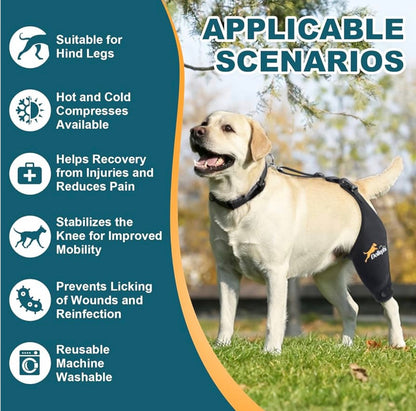 Dog Knee Brace for Torn ACL Hind Leg, Hot/Cold Compress for Patella Dislocation or Osteoarthritis, Cruciate Ligament Injuries, for Medium & Large Dogs(Left Leg size large)