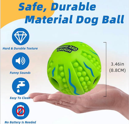 Shake and Laugh Spiky Interactive Dog Toy Ball, Shaking with Gibbering Sound, for Training, Teeth Cleaning & Herding, 8.8 cm