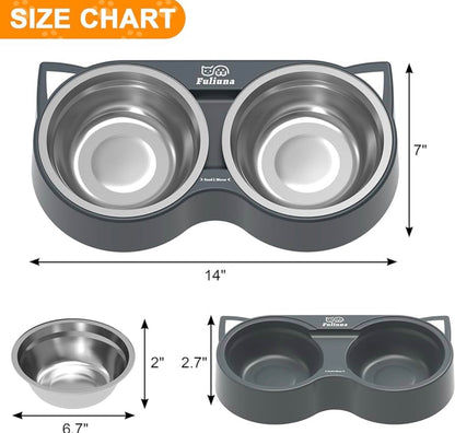 Fuliuna Heated Pet Bowl, Outdoor Heated Pet Bowl with Double Stainless Steel Bowl 23 OZ, Water Food Bowls for Pets,Thermal Pet Bowl Provide Drinkable Water and Hot Food in Winter