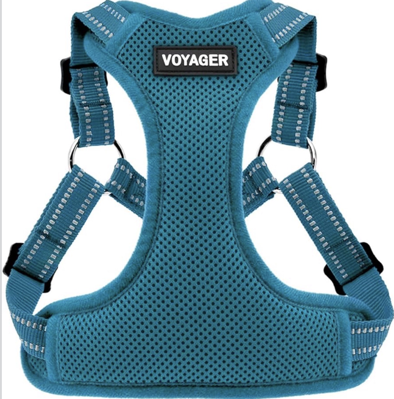 Voyager Mesh Dog Breathable Harness size small Reflective Stitching, All Weather Adjustable for Walking Training, or Running - Heavy Duty & Durable, Harness (Turquoise), S