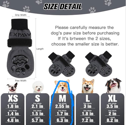 EXPAWLORER Anti-Slip Dog Socks, Boots&Paw Protectors to Prevent Licking,for Hot/Cold Pavement, Double Sides Non-Skid Traction Control on Hardwood Floor for Senior Dogs