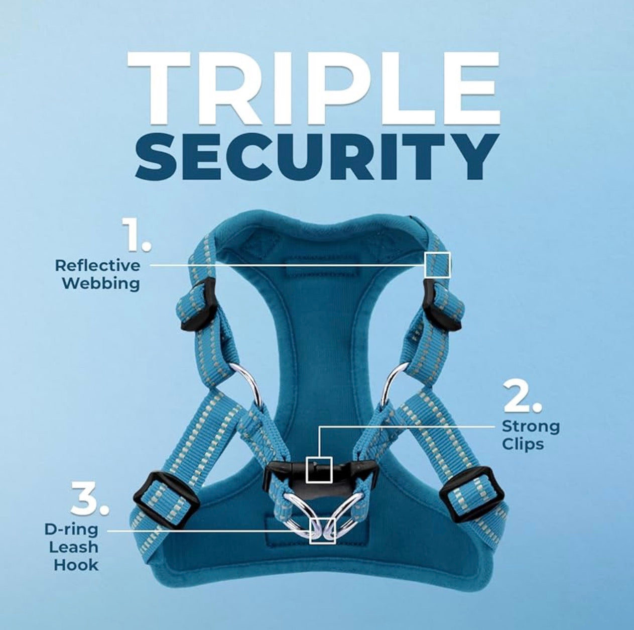 Voyager Mesh Dog Breathable Harness size small Reflective Stitching, All Weather Adjustable for Walking Training, or Running - Heavy Duty & Durable, Harness (Turquoise), S