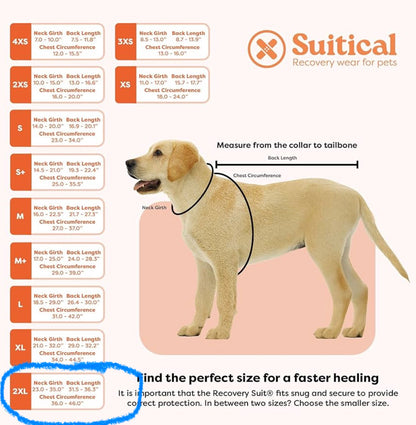 Suitical Recovery Suit for Dogs | Spay and Neutering Dog Surgery Recovery Suit for Male or Female | Soft Fabric for Skin Conditions | 2XL | Neck to Tail 31.5”-36.2” | Color Black