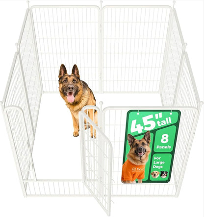FXW Rollick Unleashed Dog Playpen for Indoor, Yard, RV Camping, 45 inch 8 Panels for Large Dogs, White