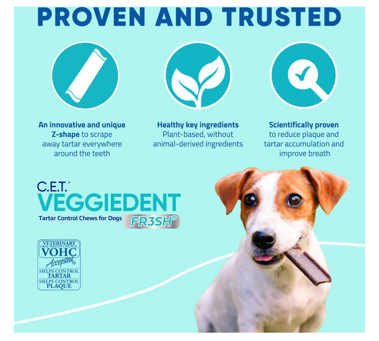 Virbac C.E.T. VeggieDent Fr3sh Dental Chews for Medium Dogs, 30 Count