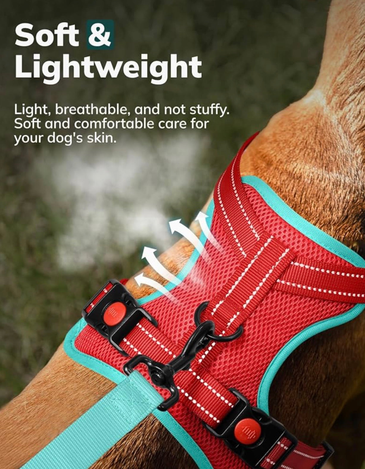 MIDOG No-Pull Dog Harness size Large Adjustable & Reflective Pet Harness  for Large Dogs Walking, Training| No Choke, Front Clip, Soft Padded Vest with Easy Control Handle