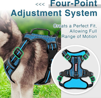 BARKBAY Dog Harness XL (Chest: 30-38”) No Pull with ID Tag Pocket - Heavy Duty, Reflective, Easy Control for Large Dogs(Blue/Black)