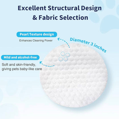 PET Eyes Wipes for Dogs & Cats Blessmeet- Gently Remove Tear Stain, Debris, Crust & Discharge- Hypoallergenic & Deodorizing Pet Cleaning Grooming Wipes Cleaner for Eyes, Face & Wrinkle -Unscented