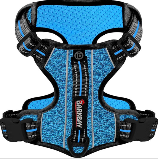 BARKBAY Dog Harness XL (Chest: 30-38”) No Pull with ID Tag Pocket - Heavy Duty, Reflective, Easy Control for Large Dogs(Blue/Black)
