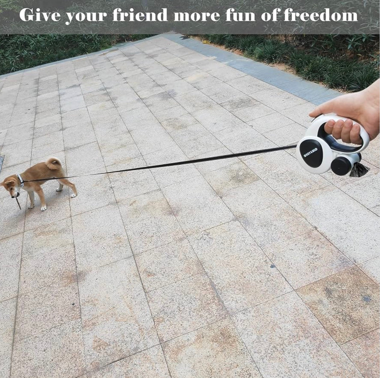 HCY&WLD Upgrade 4-in-1 Retractable Dog Leash with LED Light 16 ft Heavy Duty Dog Leash with Anti-Slip Handle for Dogs up to 44 lbs, 360° Tangle-Free, One Button Brake & Lock