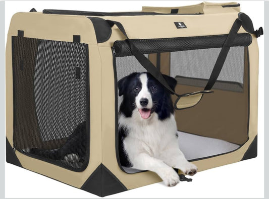 X-ZONE PET Dog Crate 3-Door Kennel, Collapsible Portable Soft Sided Pet Carriers for Indoor & Outdoor, Multiple (36- Inch)