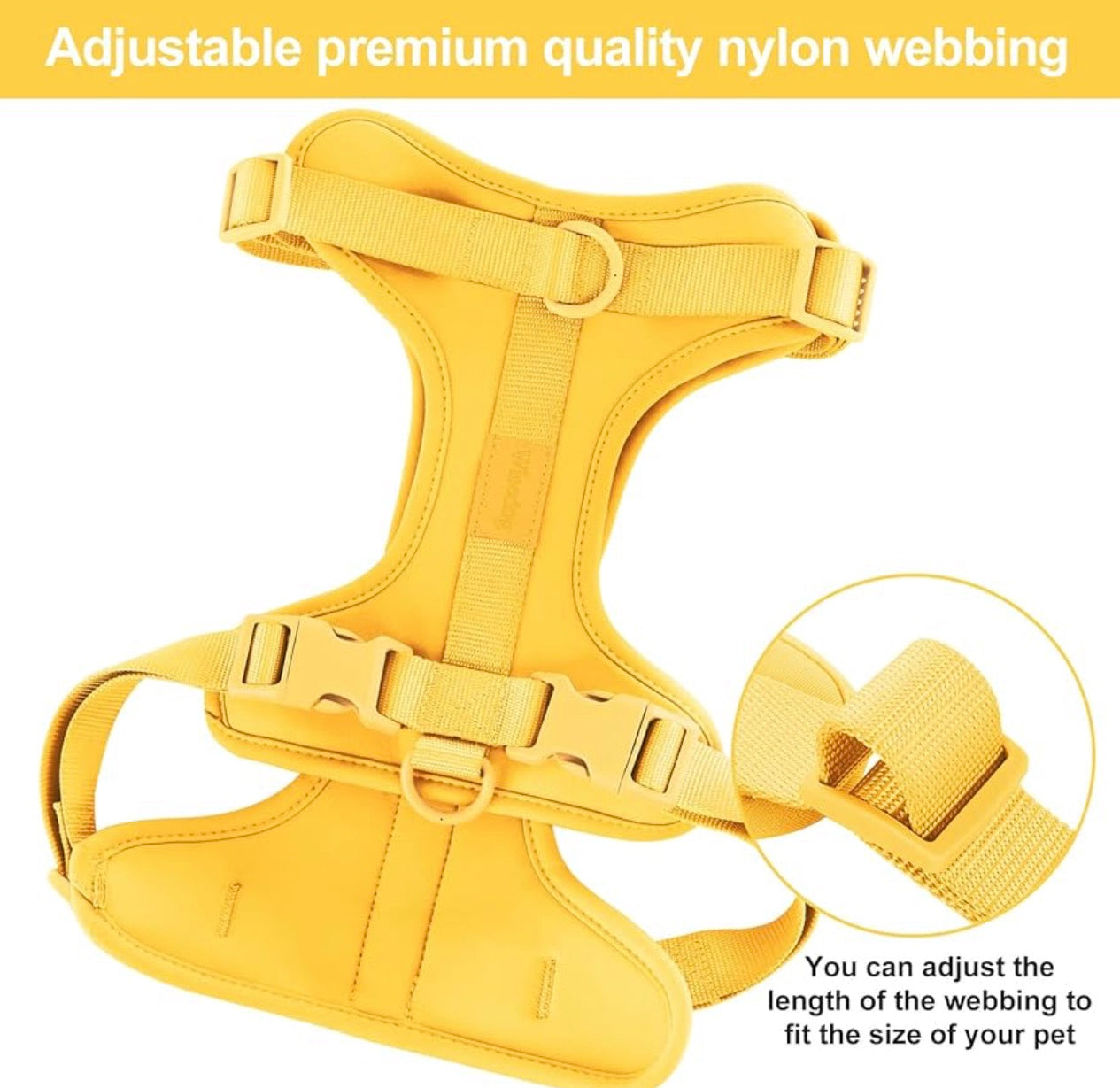 Wisedog No Pull Lightweight Dog Harness: Medium:Neck=13.5"-17.5"/Chest=20.5"-27.5" Adjustable Durable Breathable Mesh Pet Vest Harness with Soft & Comfortable Cushion, for Small Medium Large Dogs (Medium, Butter Yellow)