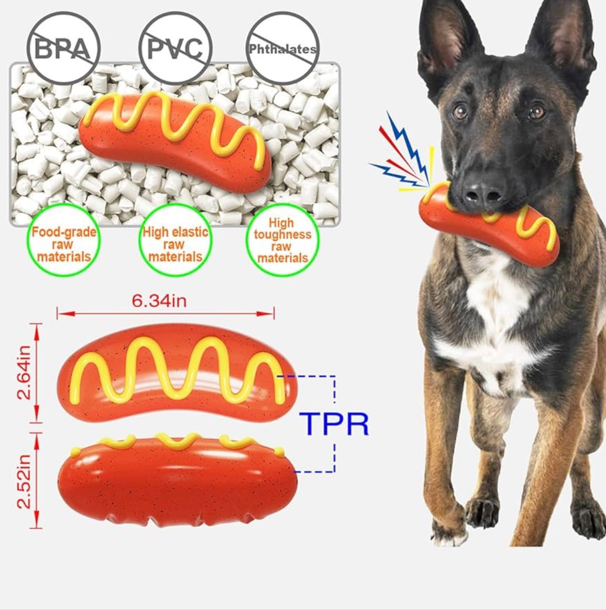 Dog Chew Toys for Aggressive Chewers Indestructible Durable Tough Squeaky Funny Dog Teething Toy for Medium Large Breed