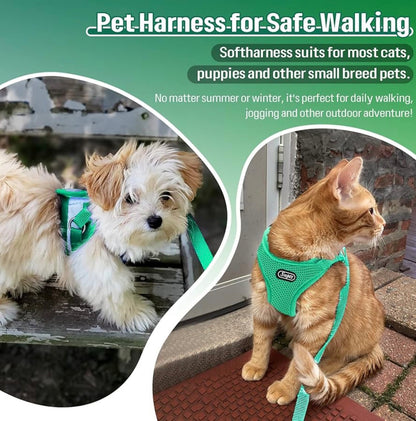 Supet Cat Harness and Leash Set - (size S (Chest: 9.5" - 13.0") Soft Mesh Adjustable Cat Vest Harness with Reflective Strap for Walking Cat and Puppy Rabbit