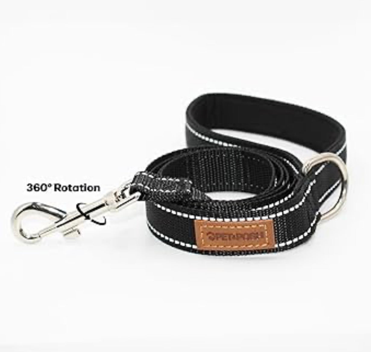 Pet & Posh Reflective Dog Leash - Premium Neoprene Padded Leash, Adjustable & Breathable Nylon for Safety and Style (Black, 4 ft Standart)