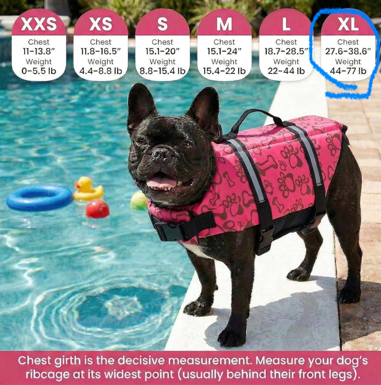 Dog Life Jacket with Rescue Handle, for Swimming, Boating. Adjustable Reflective Puppy Swim Vest with Superior Buoyancy for extra- Large Dogs