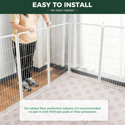 FXW Rollick Unleashed Dog Playpen for Indoor, Yard, RV Camping, 45 inch 8 Panels for Large Dogs, White