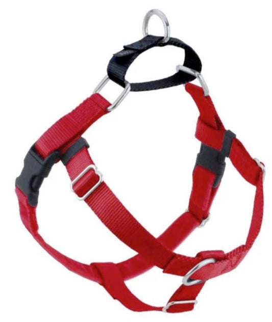 Red Freedom No-Pull Dog Harness with euro leash